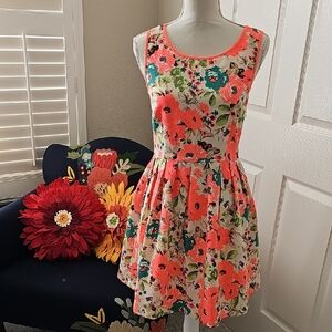 Esley Coral Floral Dress